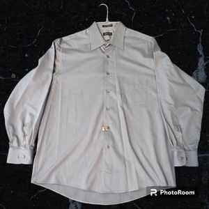 Vintage Arrow Wrinkle Free Gray Pinstriped LS Button Front Shirt. Men's 16-16.5